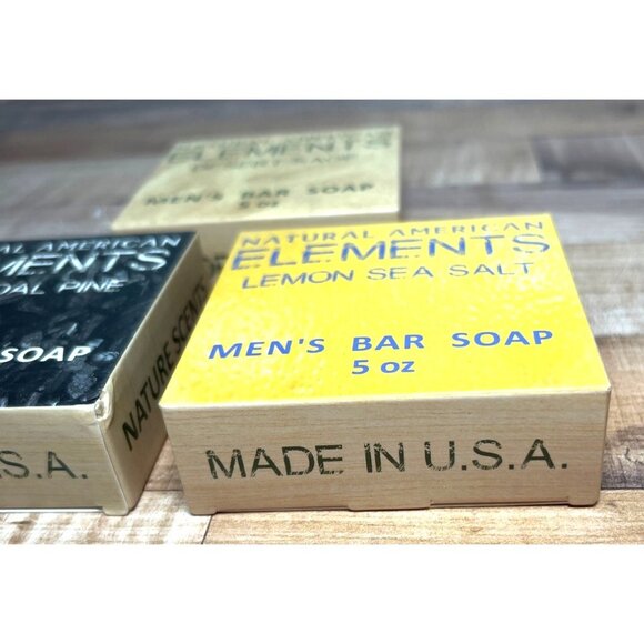 Natural American Elements Mens Bar Soap Set - Desert Sage Charcoal Pine & Lemon - Picture 2 of 3